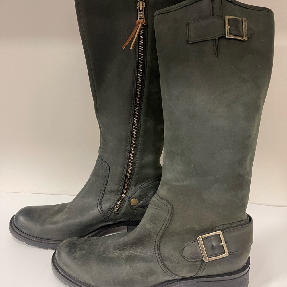 Timberland dark grey almost black leather Boots Women’s 10